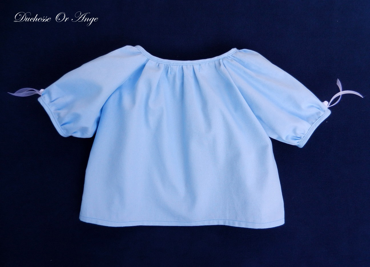 Blue cotton blouse with puff sleeves - 3 years old